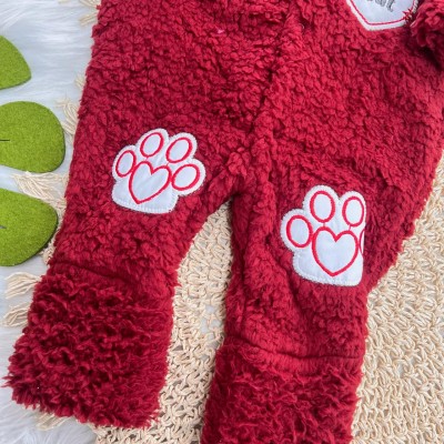 Macacão de Pelinho Sherpa Cat com Capuz - Vermelho